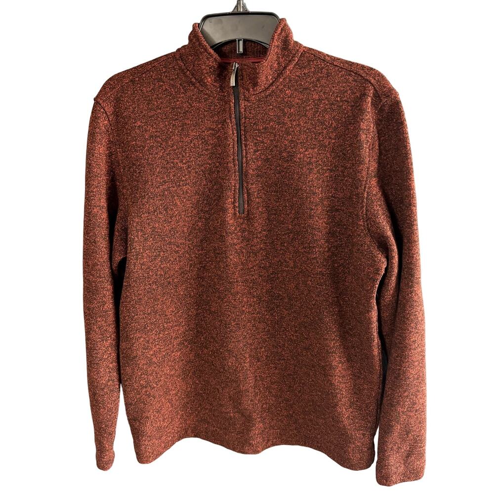 Mens Burgundy Van Heusen Flex zipper classic fit long sleeve sweater size Medium